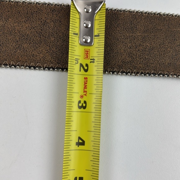 Vintage Kudos Brown Leather Belt Native Design Western Cowboy Style with Silver - Picture 8 of 9